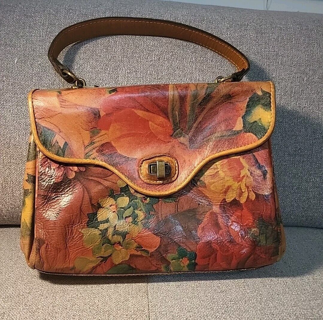 Patricia Nash Vintage Leather Bag Floral Pattern Handbag Purse