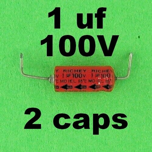 1 uf 100V Electrolytic Capacitor Axial Lead Pre-Tested 1uf cap ufd mfd 100 Volt