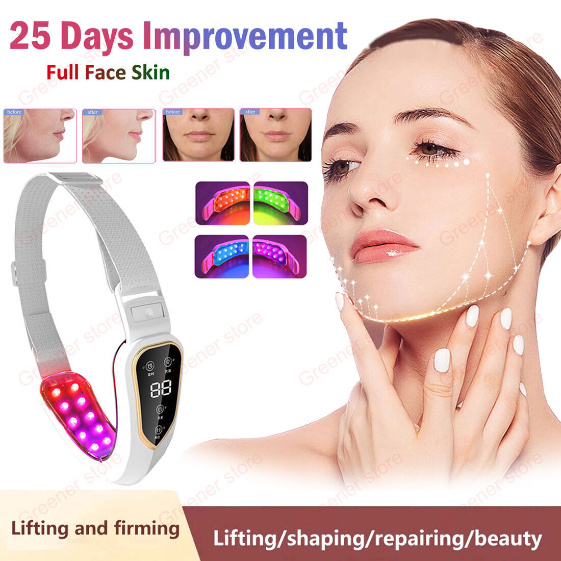 Facial Lifting Device LED Photon Therapy Face Slimming Massager V-Line Pro.