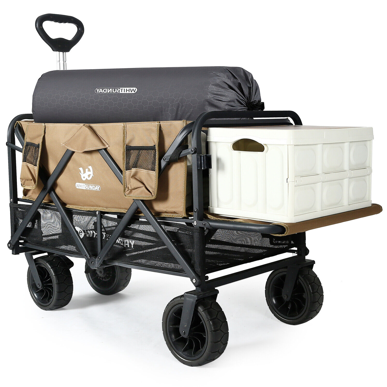 Double Decker Wagon,Collapsible Wagon Heavy Duty Tailgate for Outdoor Camping