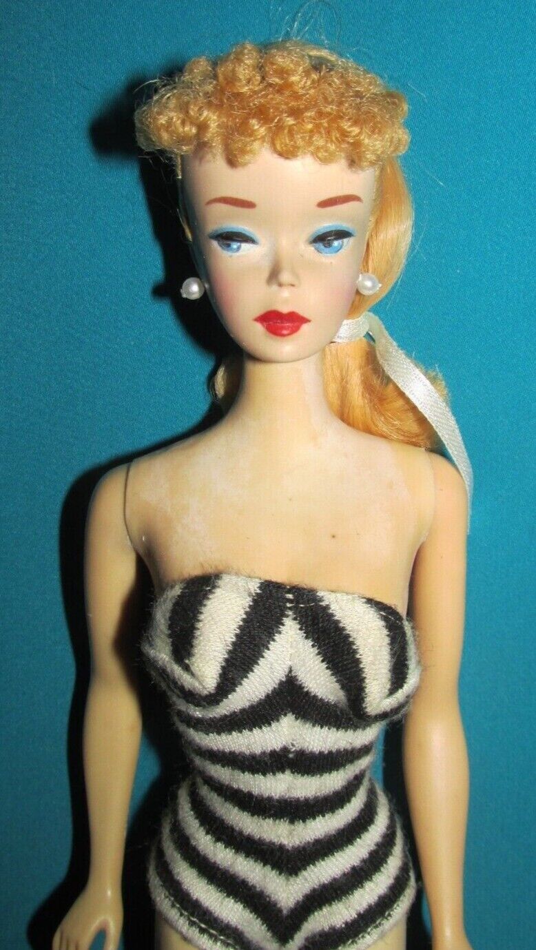 Vintage Number 3 Blonde Ponytail Barbie 1959- Blue Eyeliner-Original SS-Exc Cond