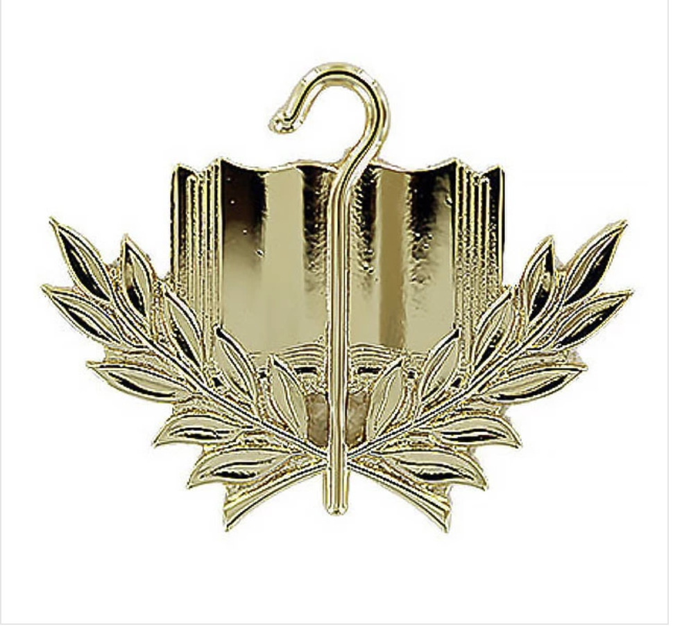 ARMY OFFICER BRANCH OF SERVICE COLLAR DEVICE: CHAPLAIN CANDIDATE - 22K GOLD PLAT