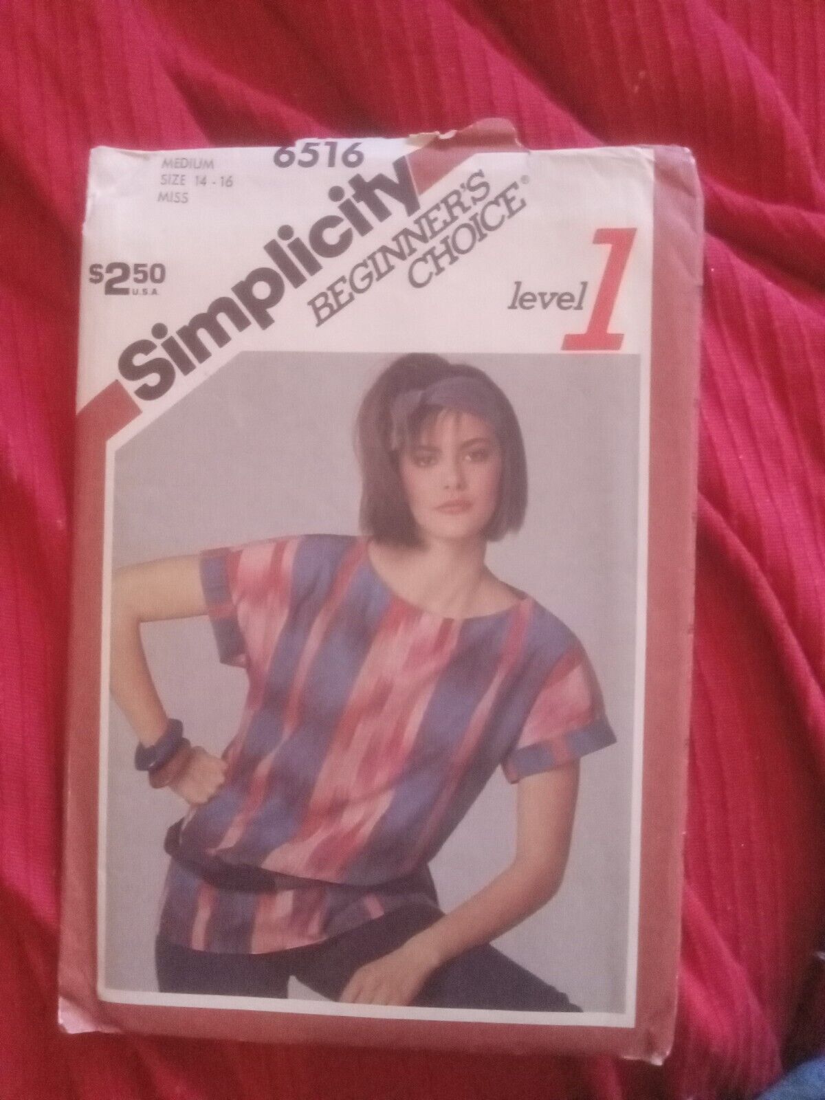 6516 Vintage Simplicity Sewing Pattern Misses Pullover Top Easy Fitting 14-16 Mi