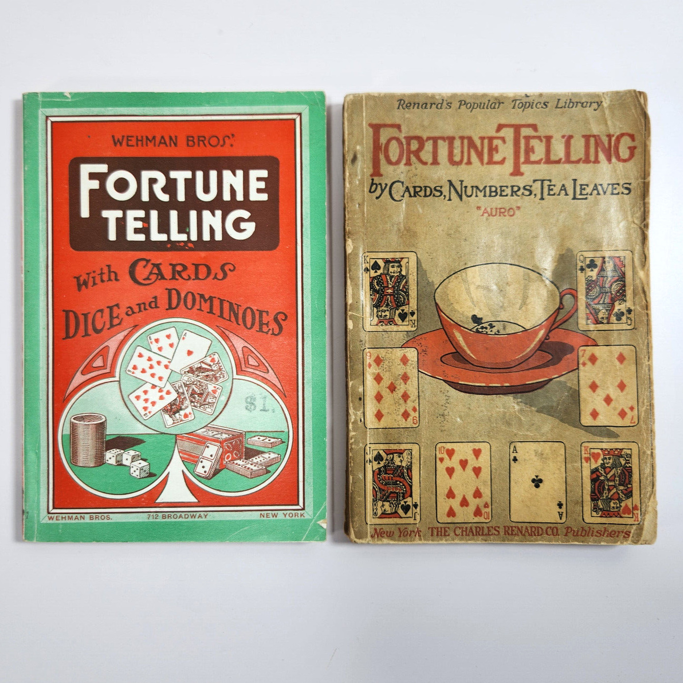 Vtg Fortune Telling Books Cards Dominoes Tea Leaves 1920s Wehman Bros Renard Co