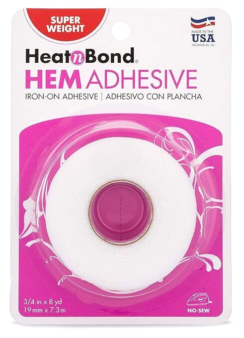 Iron on Adhesive Heat N Bond Hem No Sew Hemming Tape for Light Fabric 3/4″X 8Yds