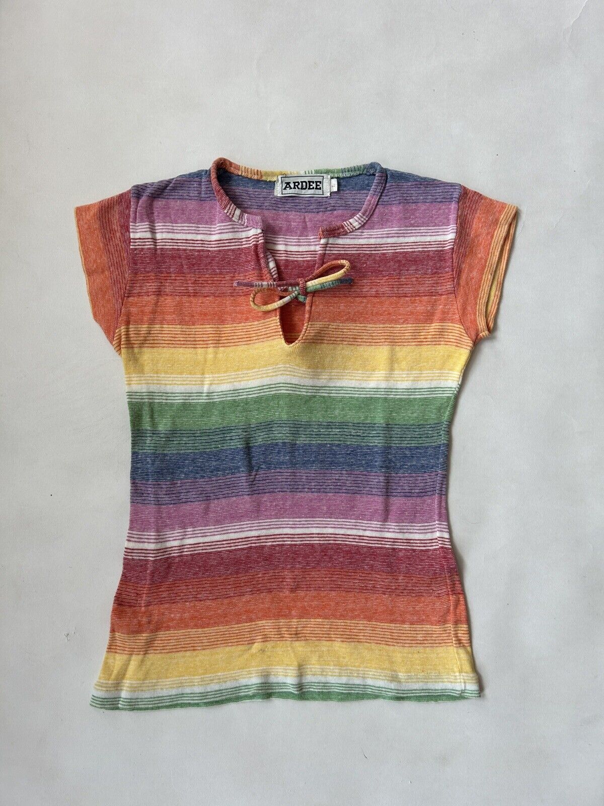 Vintage 70s Ardee Rainbow Striped Womens Top