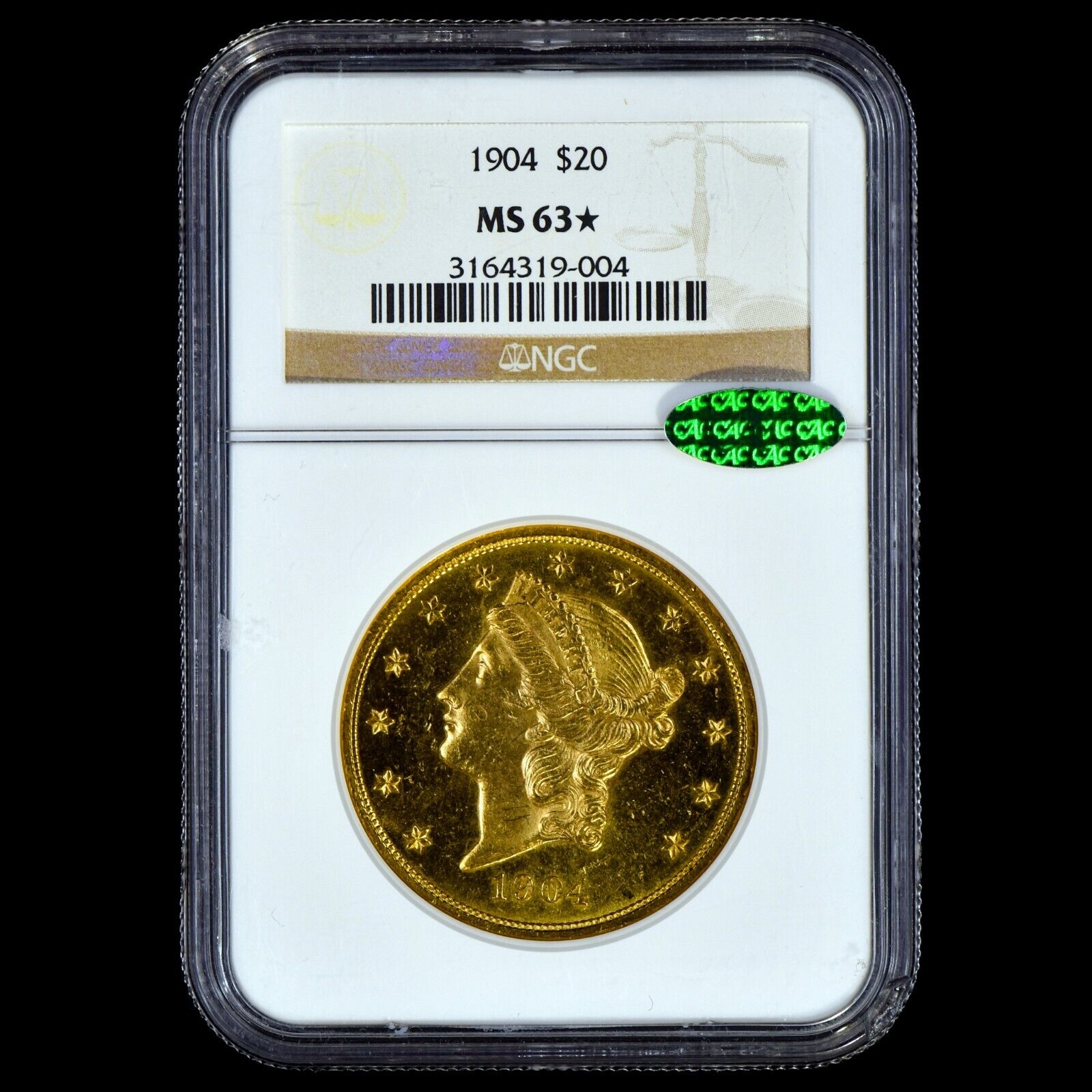 1904 $20 GOLD LIBERTY ✪ NGC MS-63 STAR CAC ✪ PL PROOF-LIKE COIN CHOICE ◢TRUSTED◣