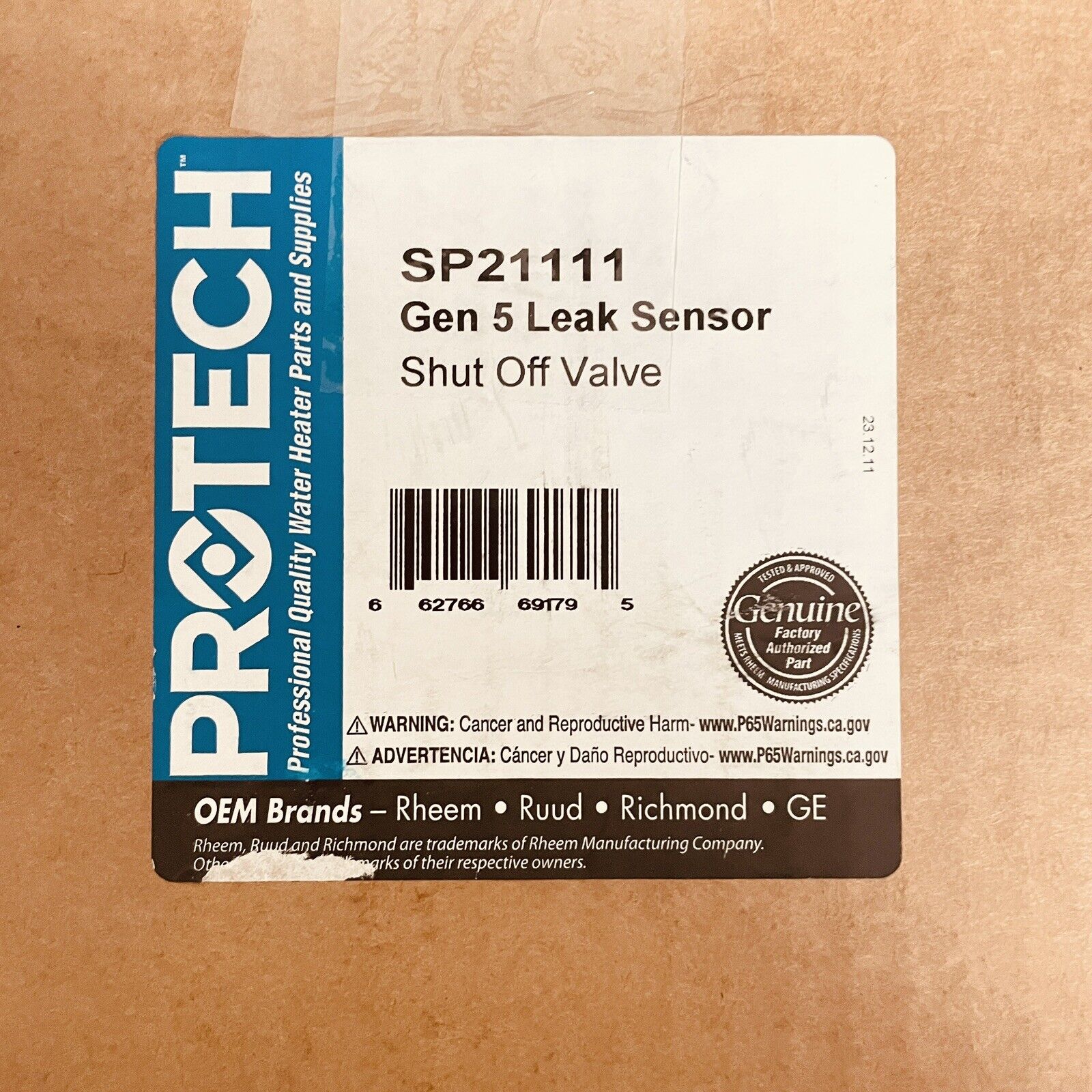 Rheem PROTECH Leak Sensor and Shut-Off Valve Kit for Rheem Hybrid Water Heaters