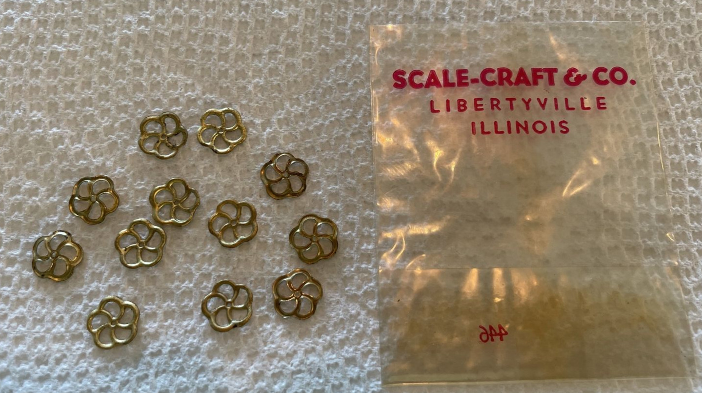 Scalecraft O Scale 1:48 Brass AAR Brake Wheels 12 Count - NEW Old Stock