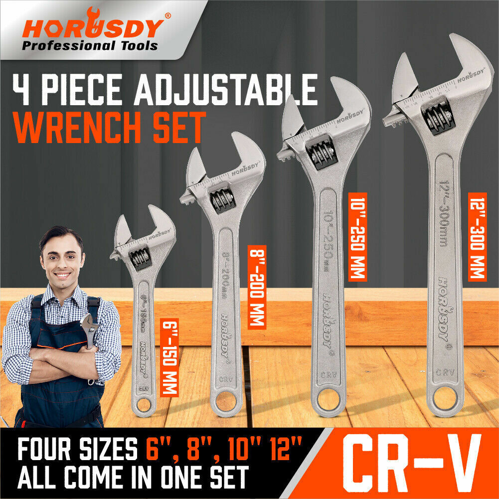 4Pcs Adjustable Wrench Set CR-V Steel crescent wrench 6
