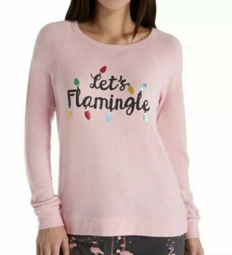 PJ Salvage Women\'s Lets Flamingo Graphic Pink Long Sleeve Top Medium MSRP $58