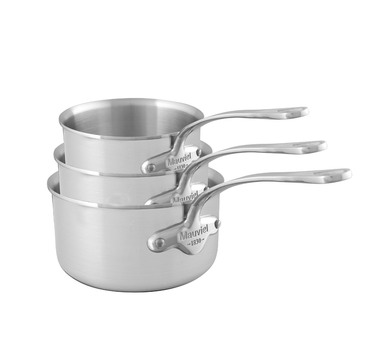 Mauviel M\'URBAN 3-Piece Sauce Pan Set With Cast Stainless Steel Handles