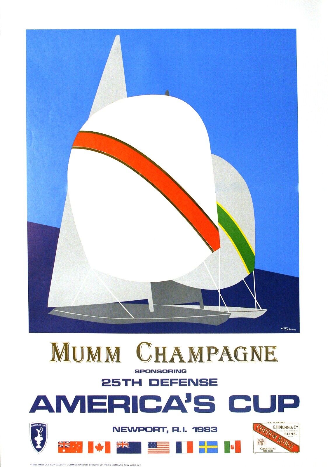 Original Mumm Champagne Poster for 1983 America\'s Cup Races