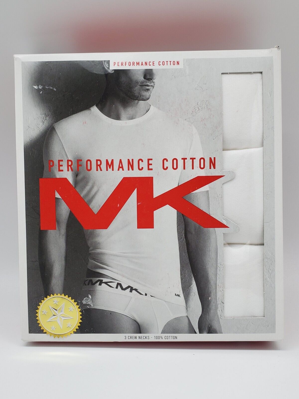 3PACK MICHAEL KORS Mens S-XL White Soft Performance Cotton MK Crew Neck T Shirts
