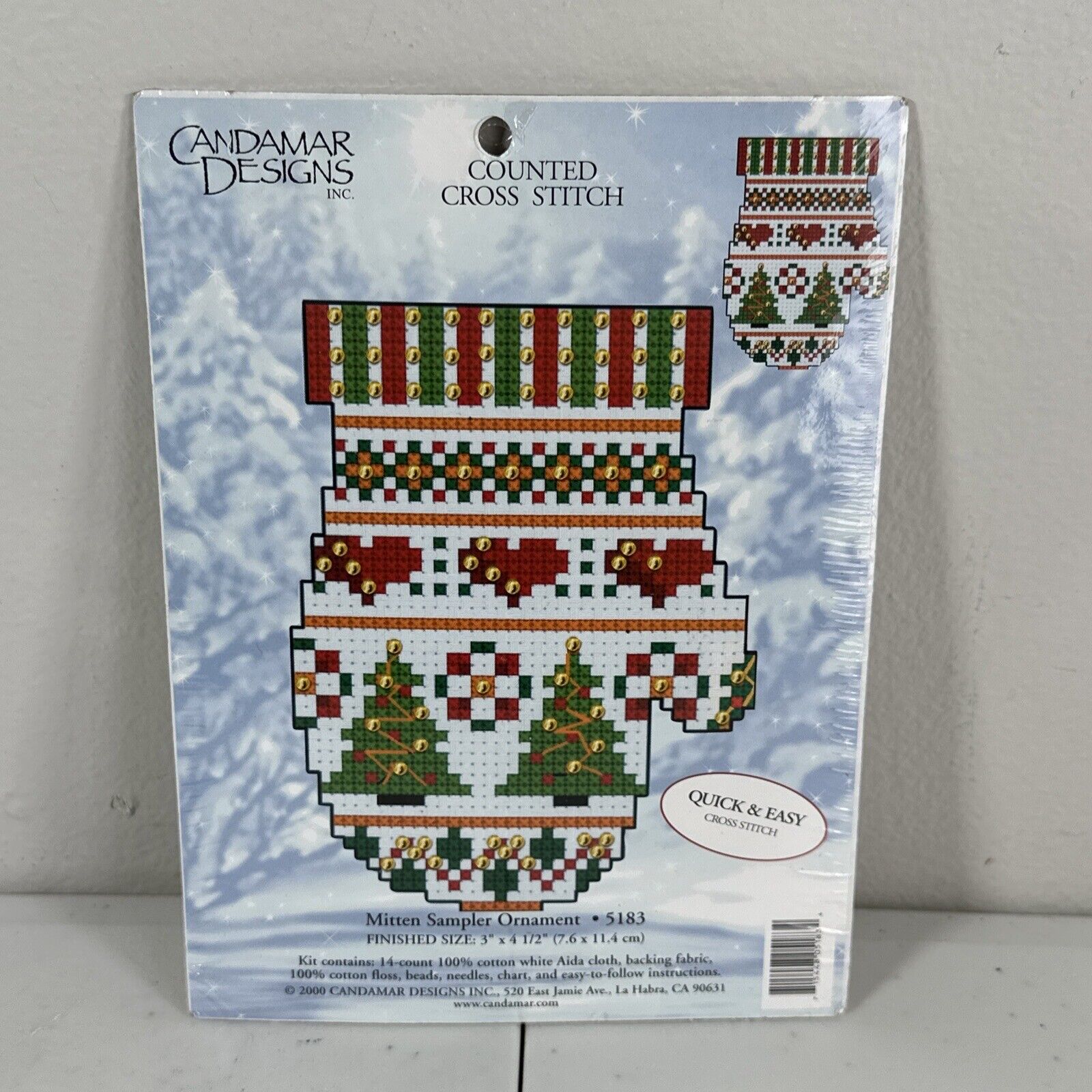 Mitten Sampler Ornament Counted Cross Stitch 5183 Sealed 2000 Candamar Designs 