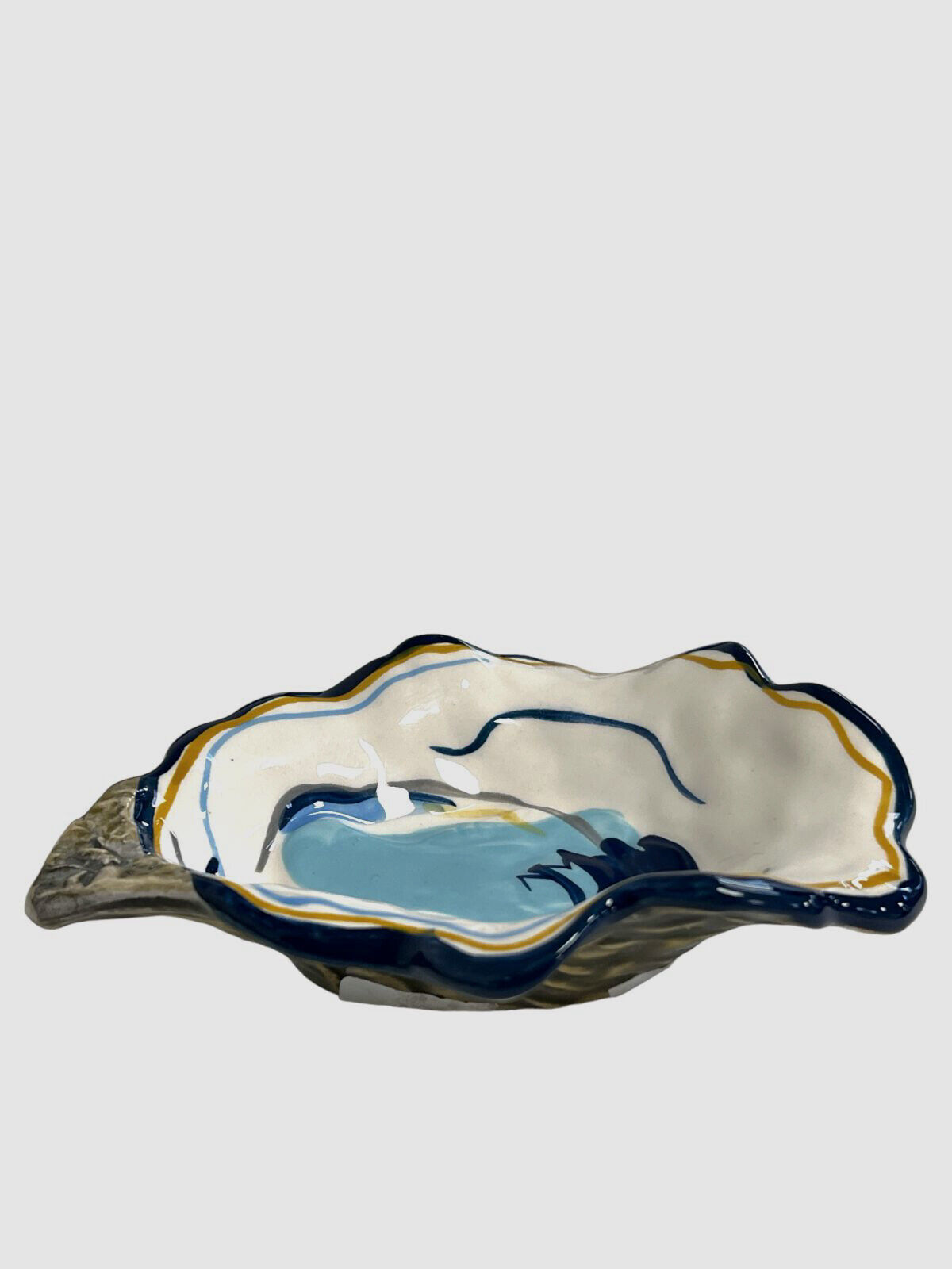 $25 Coton Colors by Laura Johnson Blue Oyster Trinket Bowl 4.5\