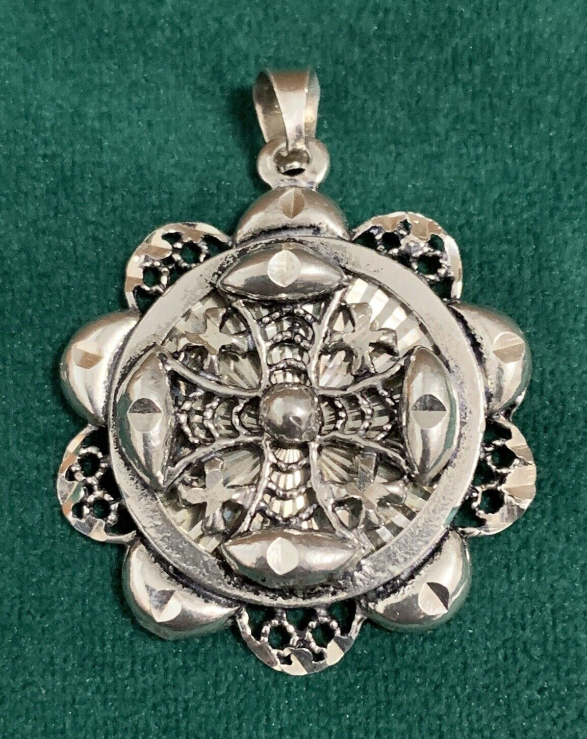Antique Holy Land Sterling Silver 925 Jerusalem Crusaders Cross Filigree Pendant