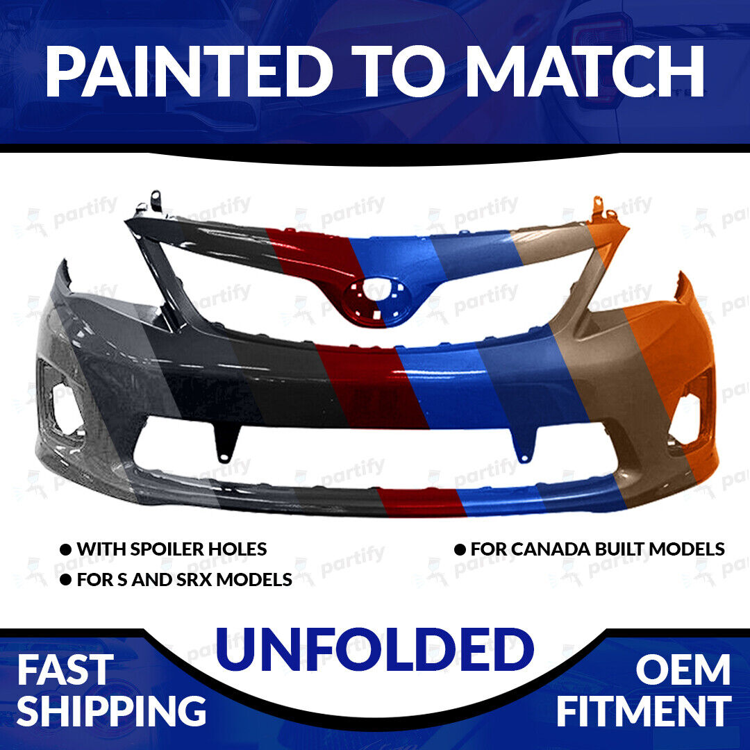 NEW Paint To Match Unfolded Front Bumper For 2011 2012 2013 Toyota Corolla S/XRS