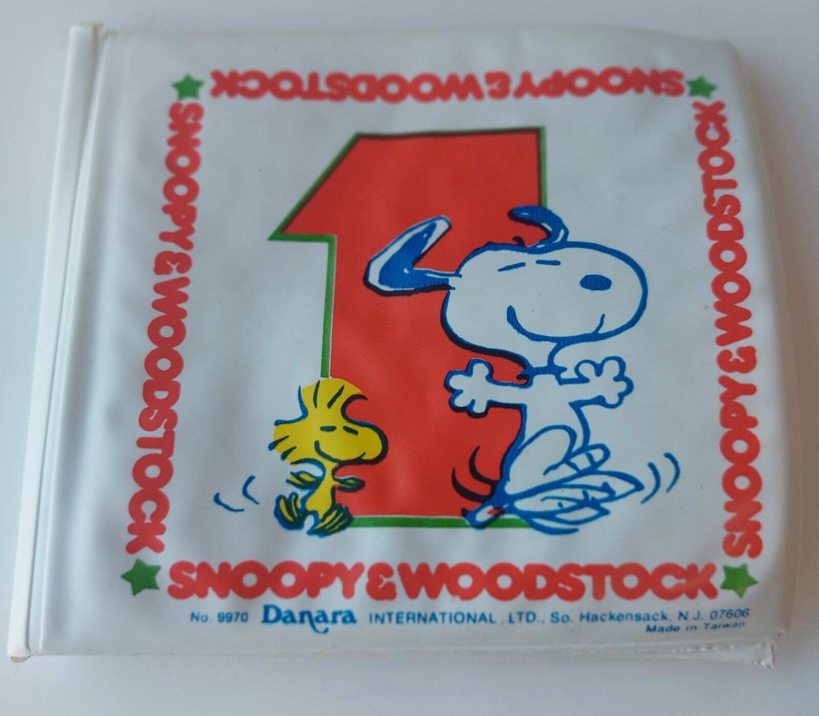 VINTAGE 1965 Danara Baby Snoopy and Woodstock Numbers Vinyl Bath Squeaker Book