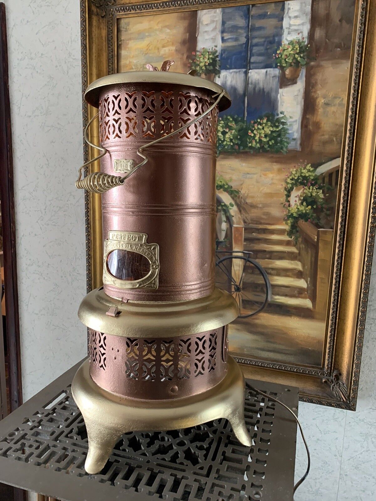 Perfection kerosene Heater #630 Copper and Gold Finish Vintage 24 Inches