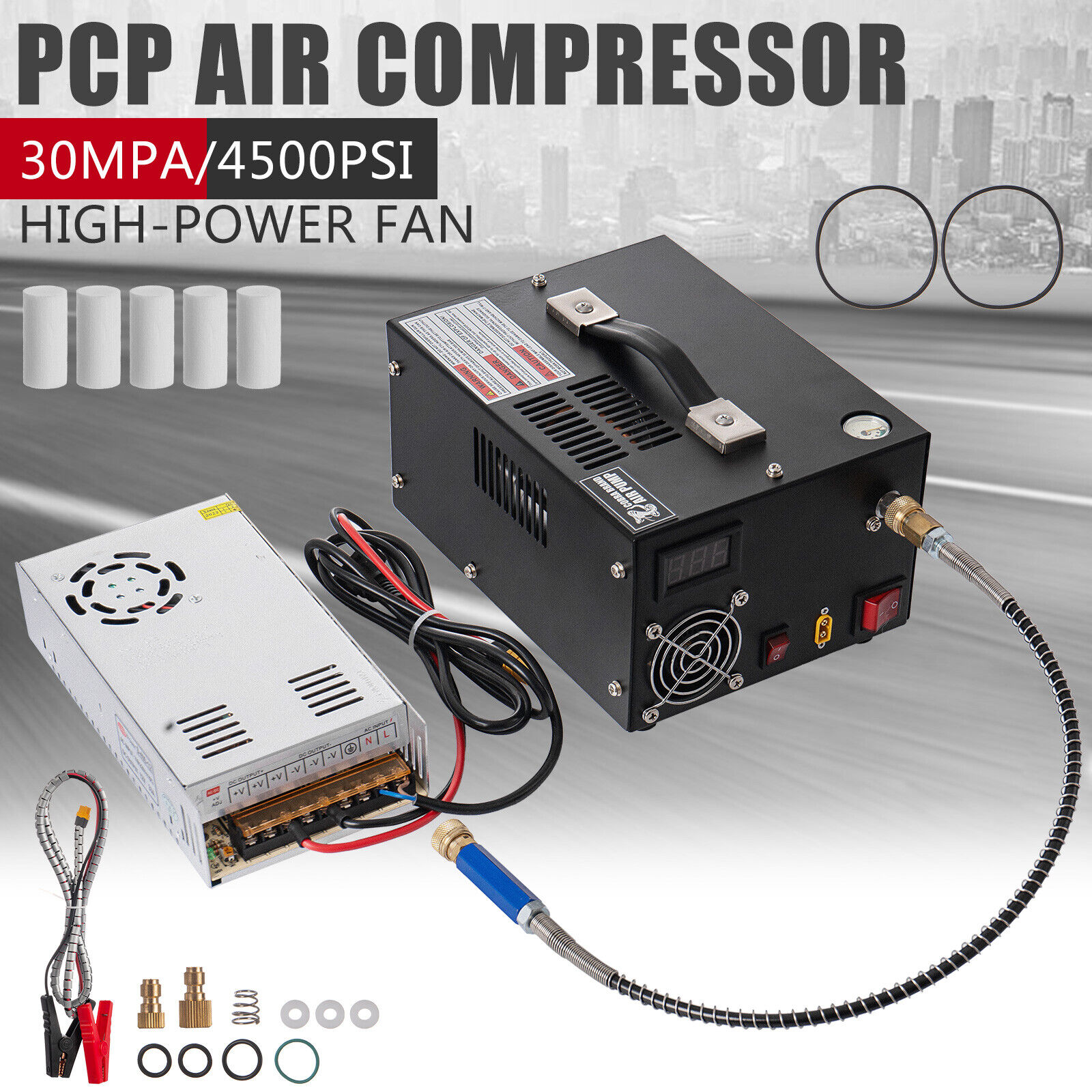  30Mpa High Pressure Pump Electric Airgun PCP Air Compressor Manual-Stop 12/110V