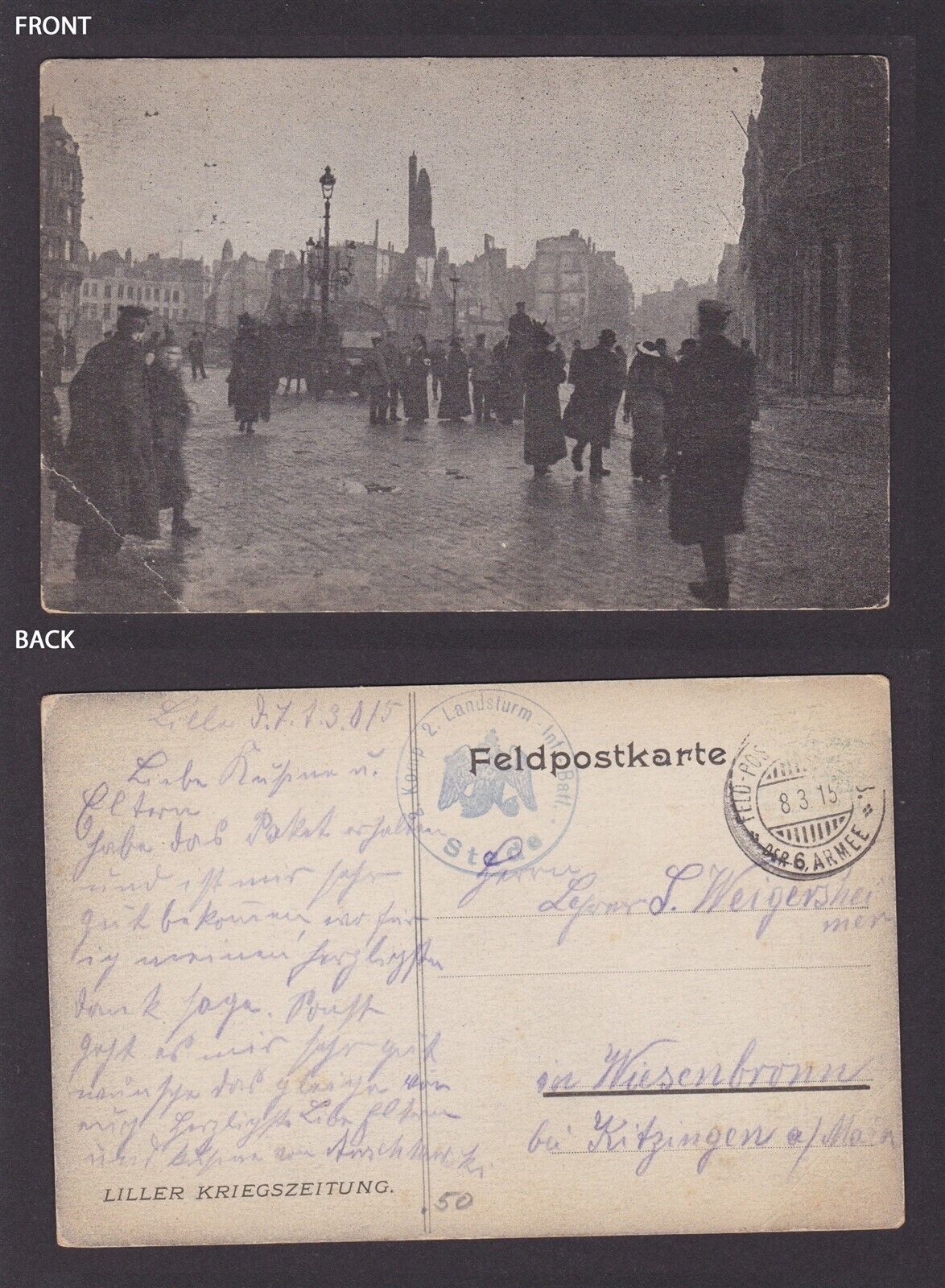 GERMANY 1915, Vintage postcard, Fieldpost
