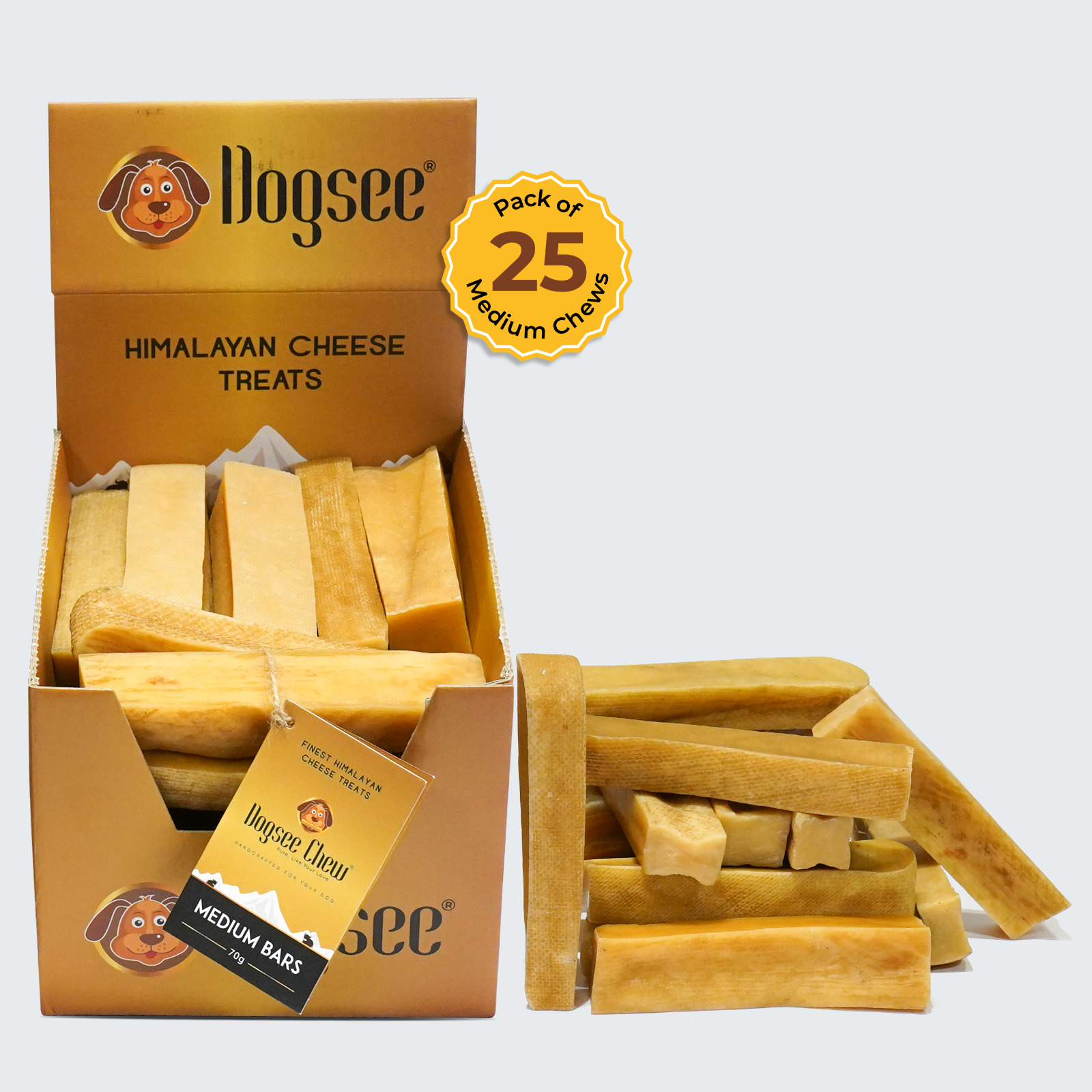 Dogsee Himalayan Yak Cheese Dog Dental Chews Retail Pack (Medium - 25 Chews)