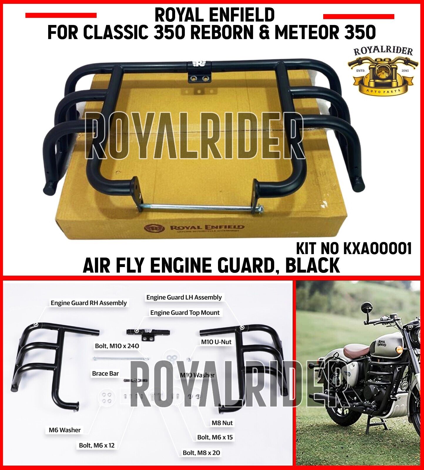Fits Enfield AIR FLY ENGINE GUARD BLACK For Meteor 350 & CLASSIC 350 REBORN