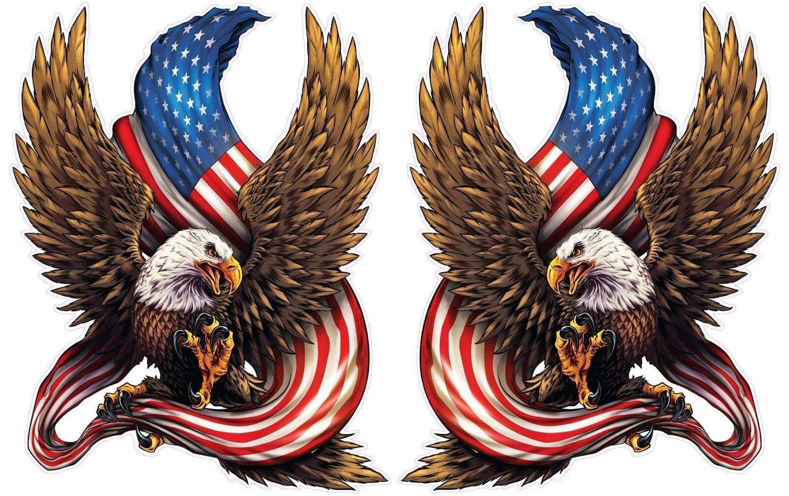 American Bald Eagle American Flag Decal pair
