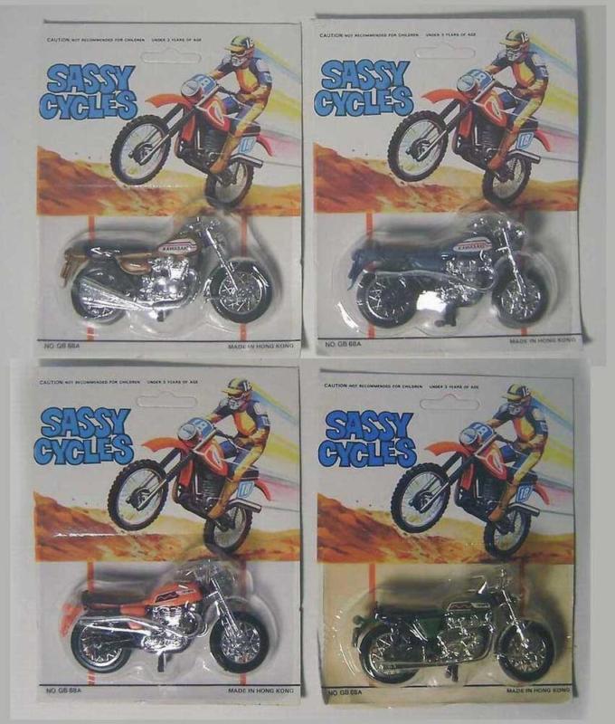 Set of  4 Vintage Kawasaki & Triumph Motorcycles 