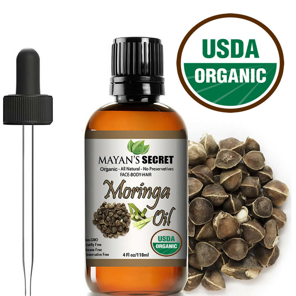 Moringa Oil 100% Pure Virgin  Cold Pressed  l, Anti-Aging, 4 fl.oz. USDA Organic