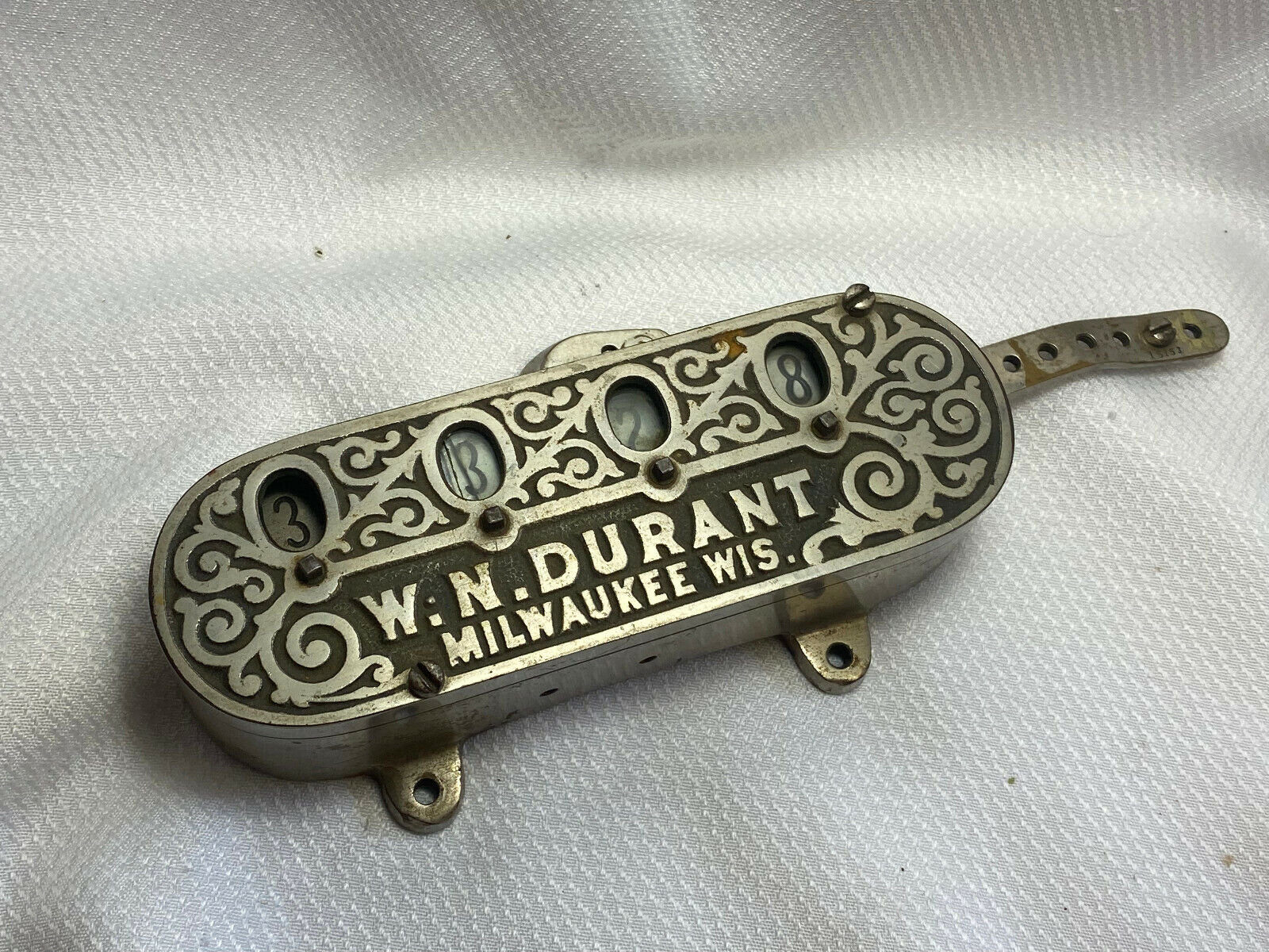 Vtg W.N. Durant Milwaukee Wis. Ornate Embossed Scroll Trolley Car Counter #15163