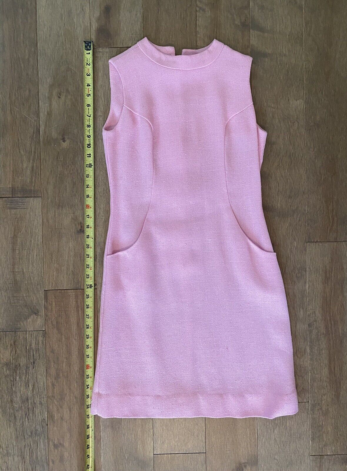 Vintage 1960s Mod Sheath Dress Size Small Light Pink Pockets
