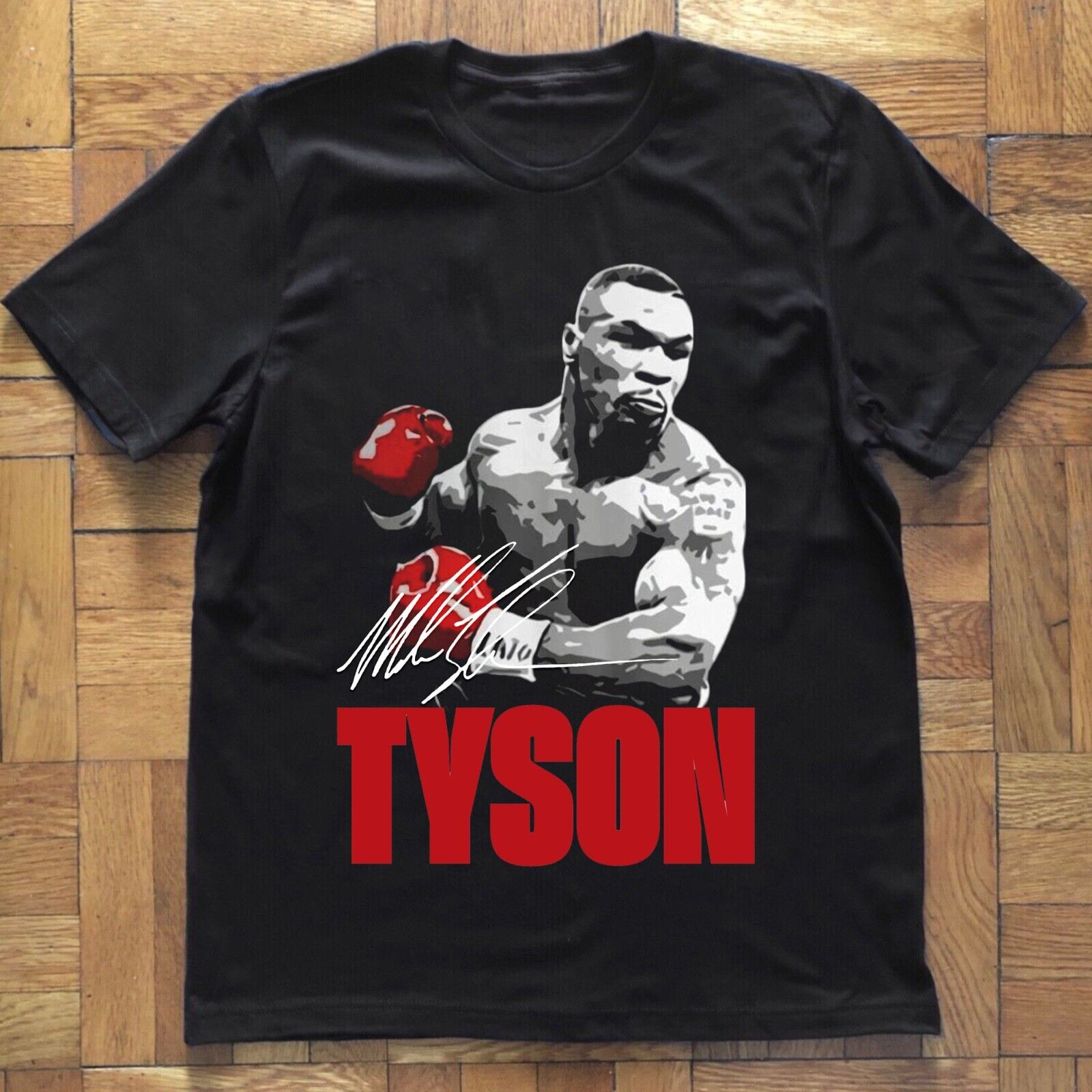 Rare Mike Tyson Signature Shirt Short Sleeve Black S-5XL T-Shirt 1N577 FREESHIP