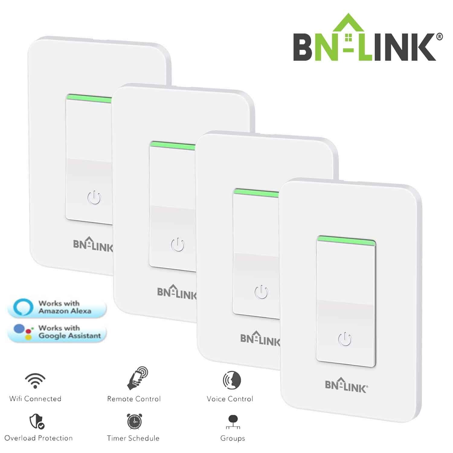 BN-LINK 4 Pack BN-LINK WiFi Smart in-Wall Light Switch Timer with Alexa & Google