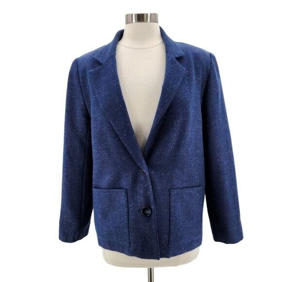 Vintage Lorch Wool Blue Multicolor Speckle Blazer Suit Jacket Womens 8