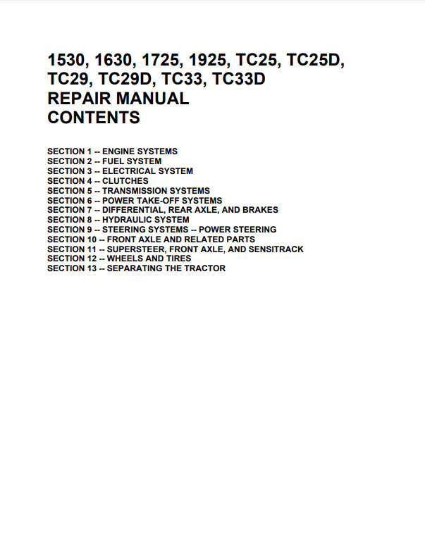 New Holland TC25 TC29 TC33 TC25D TC29D TC33D Complete Repair Manual 86599230 USB