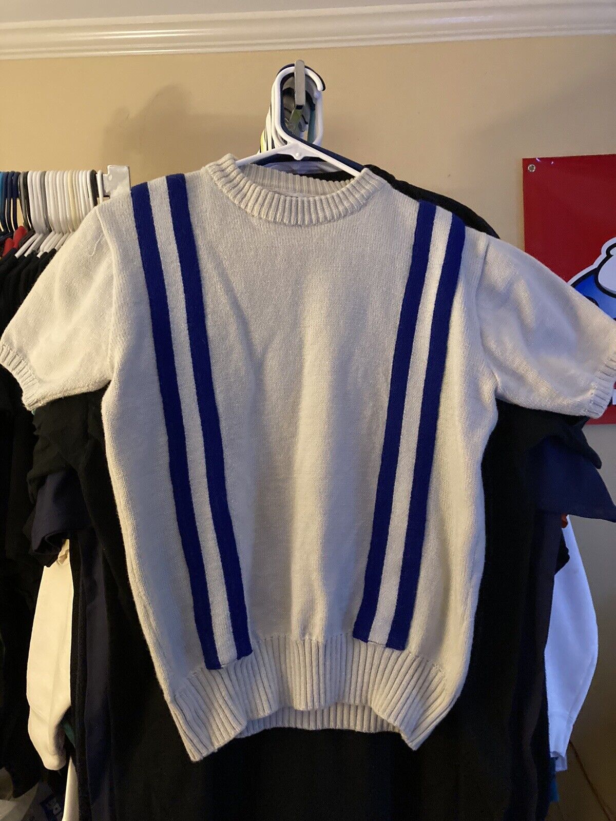 Vintage 60s 70s Cheerleader Supply Sweater size 40 Striped Blank Cheer Sweater