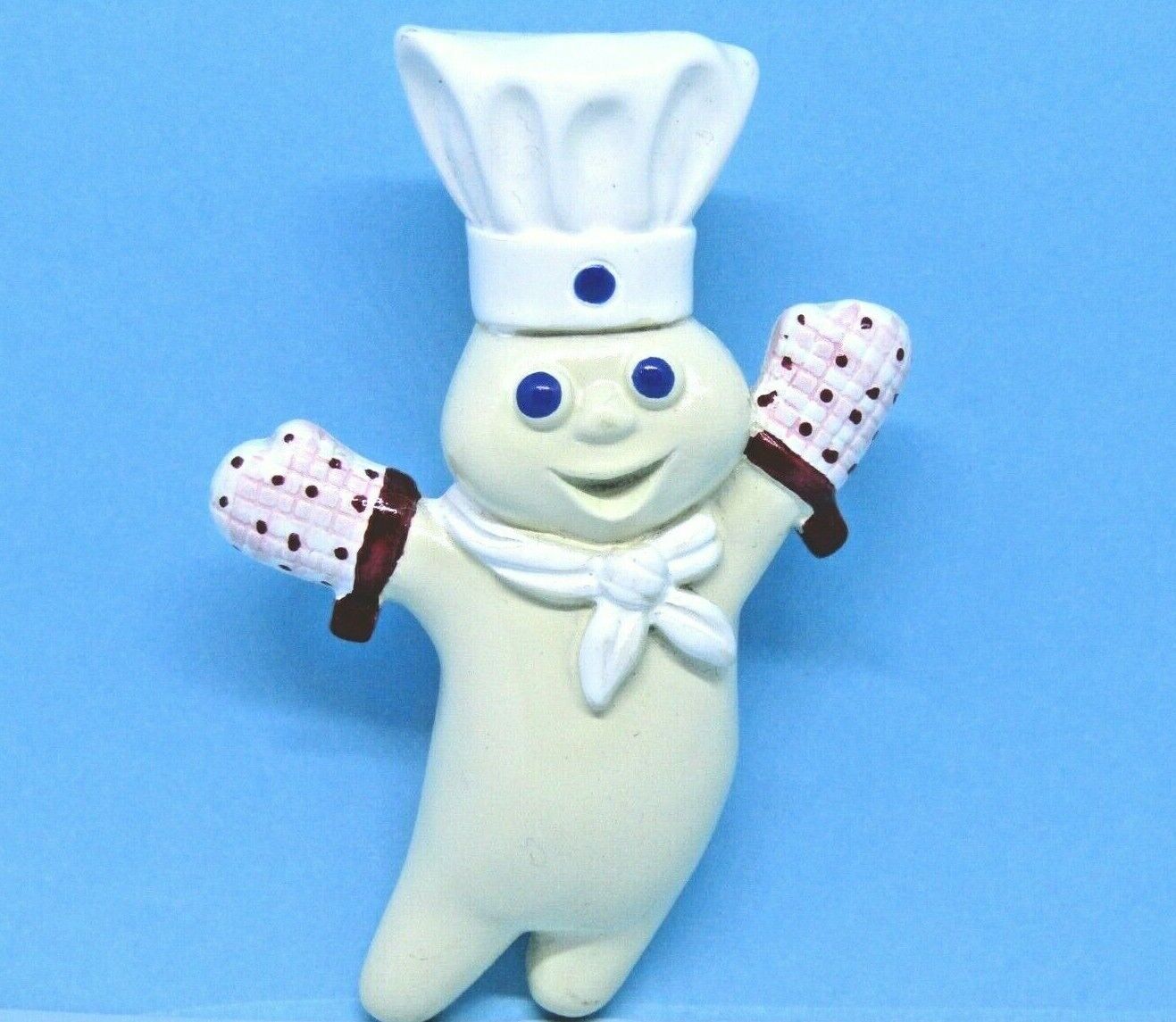 FS New PILLSBURY DOUGHBOY MAGNET - CHEF w RED GINGHAM OVEN MITTS / GLOVES BY B&M