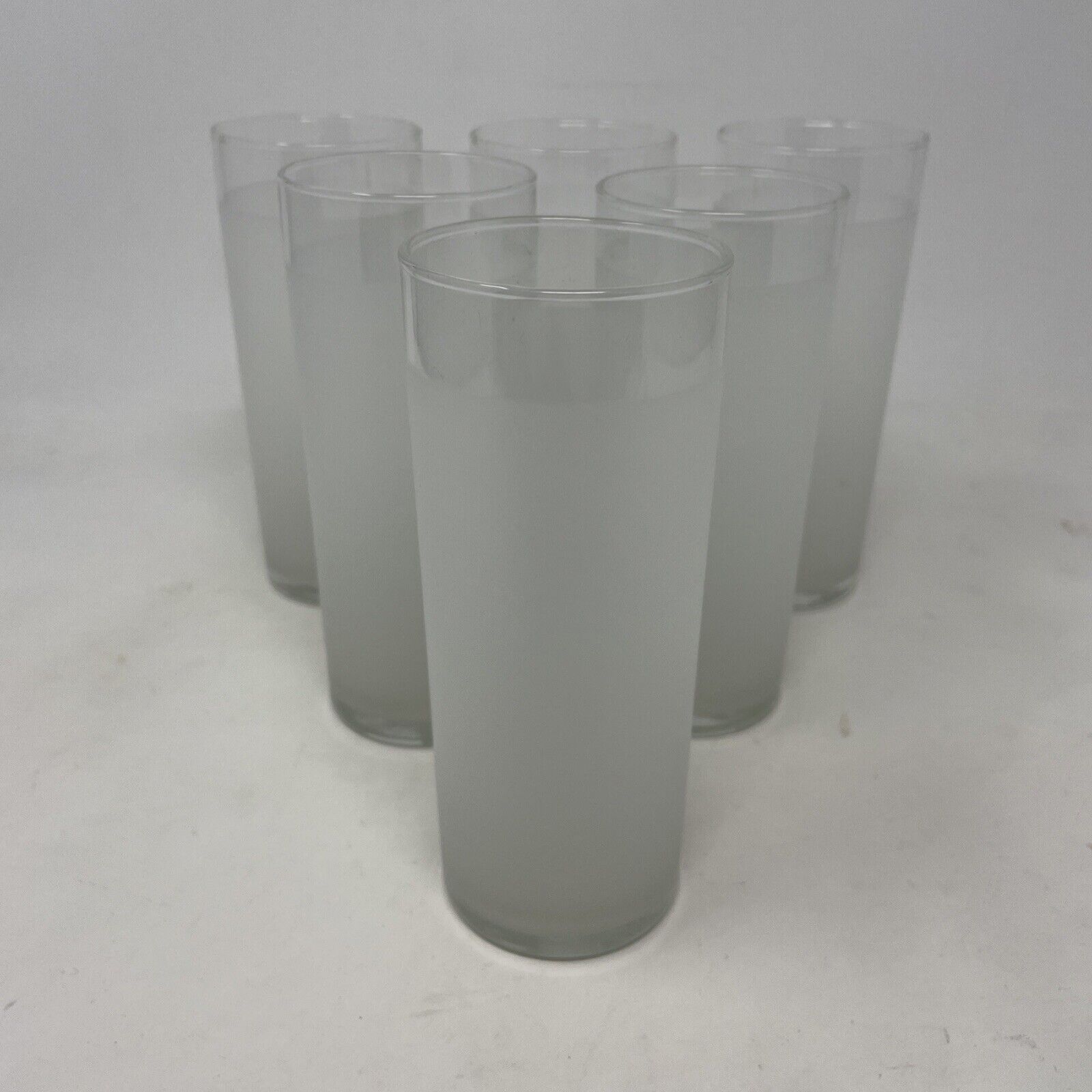 Vintage Mid Century Modern Libbey Frosted Drinking Glasses Set of Six (6)