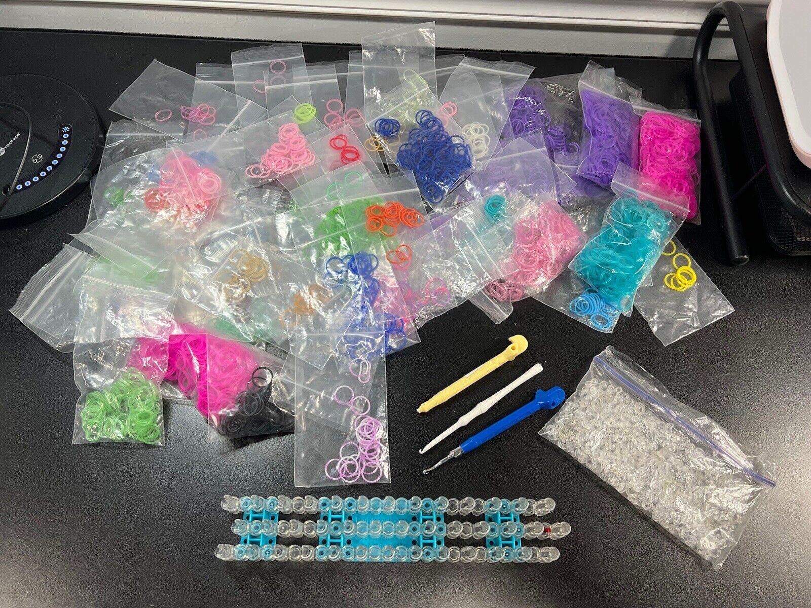 Rainbow Loom LOT Lots of Rubber Bands, loom, tools, Clear Clips View Photos