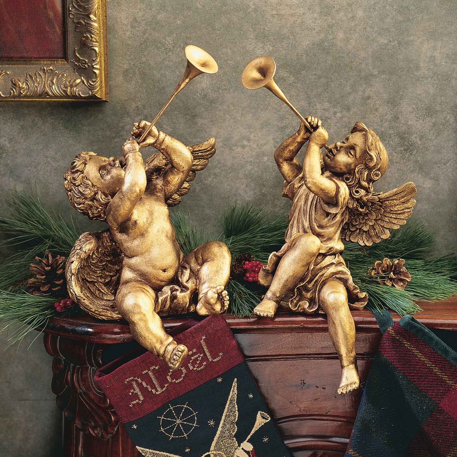 Design Toscano Trumpeting Angels of St. Peters Square: Set of Boy & Girl Angels
