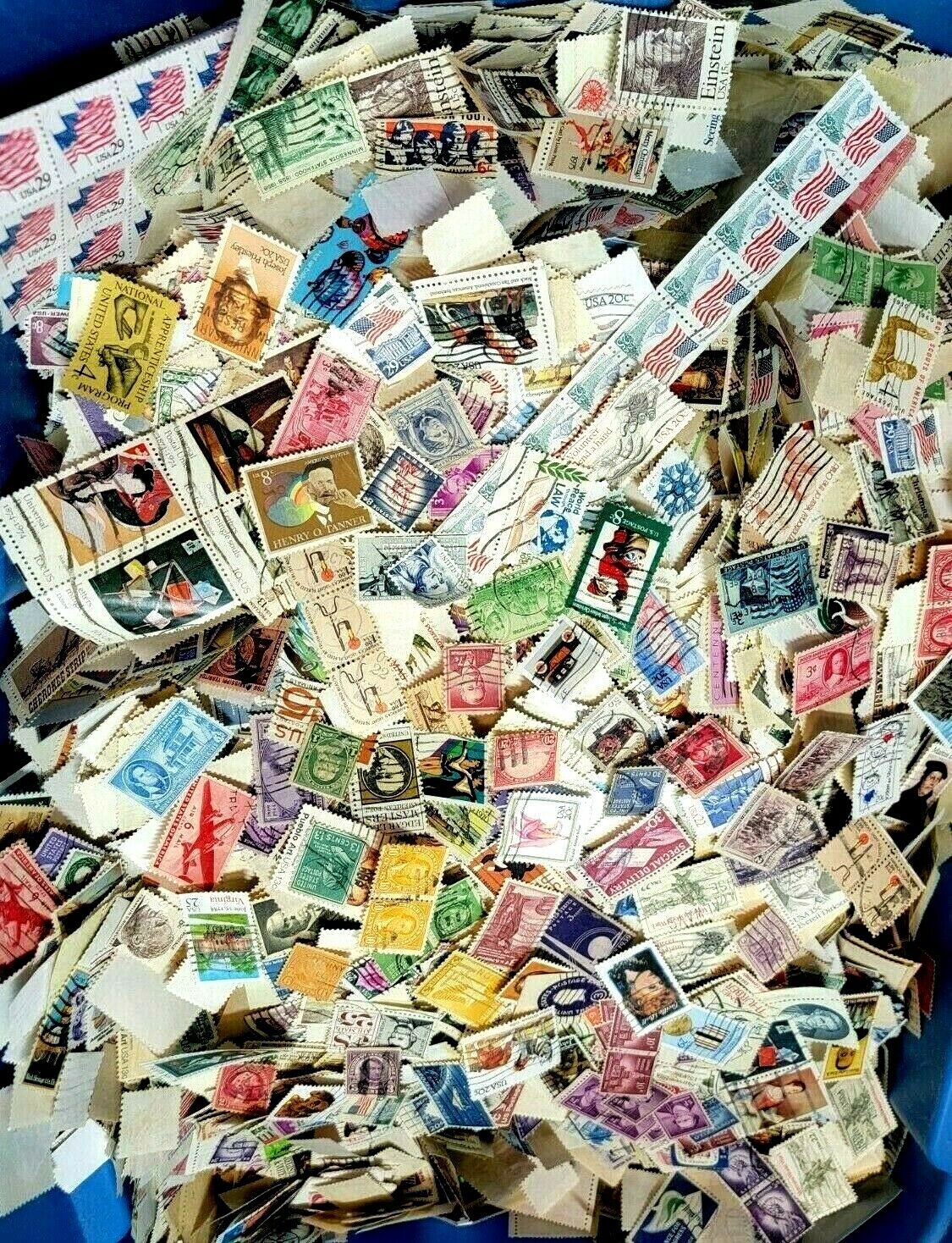 USED lot of over 1000+ mixed US stamps off paper - GREAT value