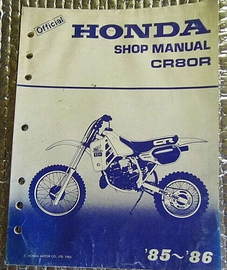 1985-1986 Official Factory Honda Shop Manual Book CR80R Motorcycle 