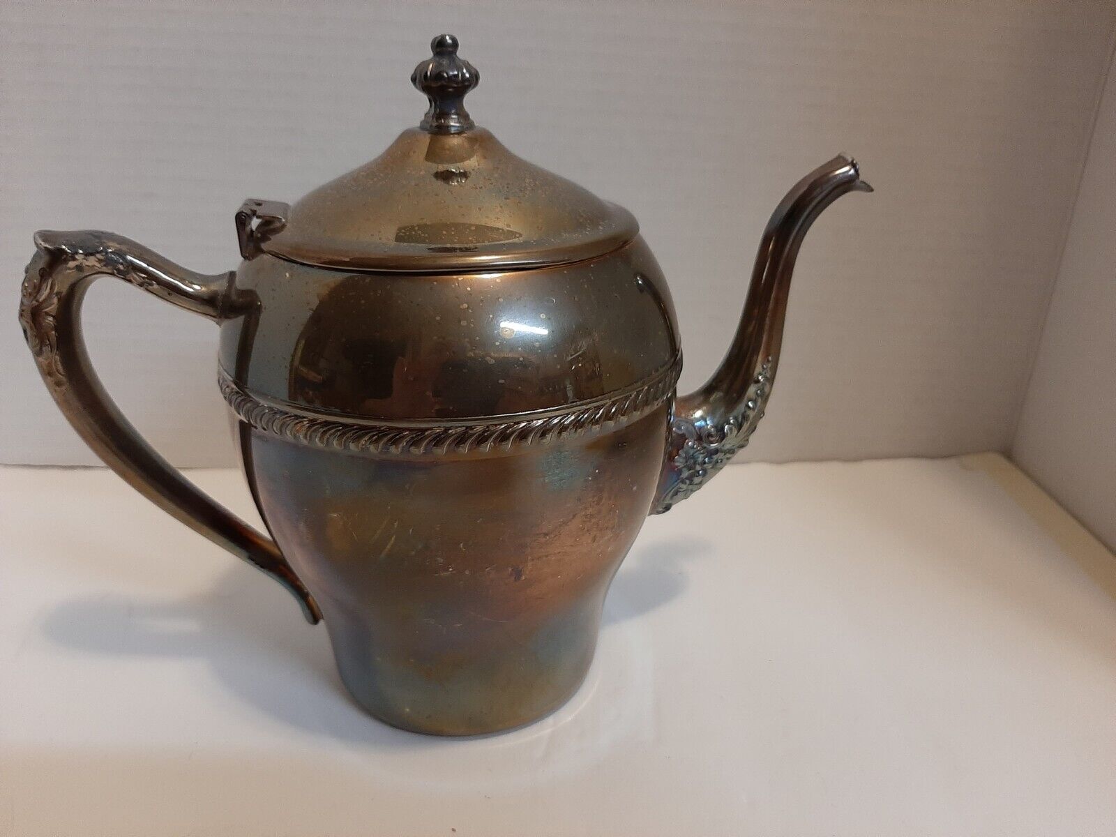 Tea Pot Silver Plate Over Copper hinged lid  C8