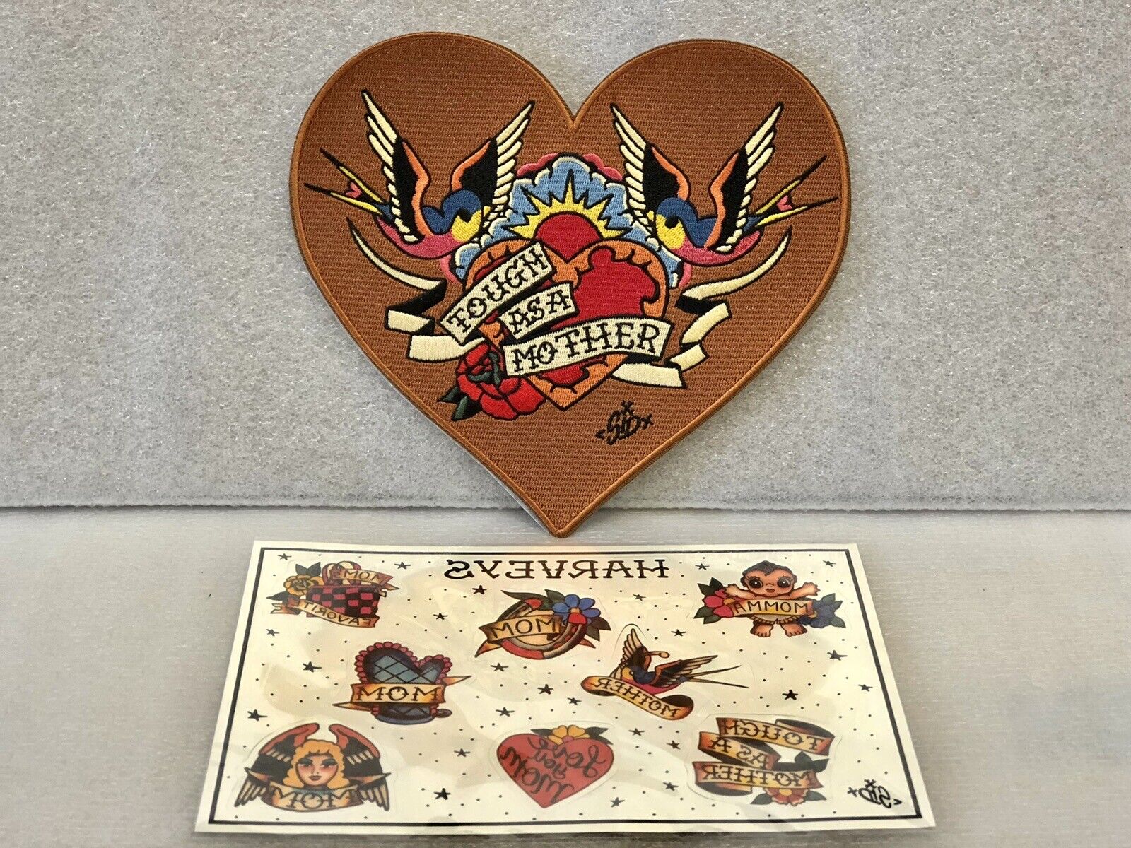 HARVEYS x Sid Collab Tough As A Mother Embroidered Heart Patch & Sticker Sheet