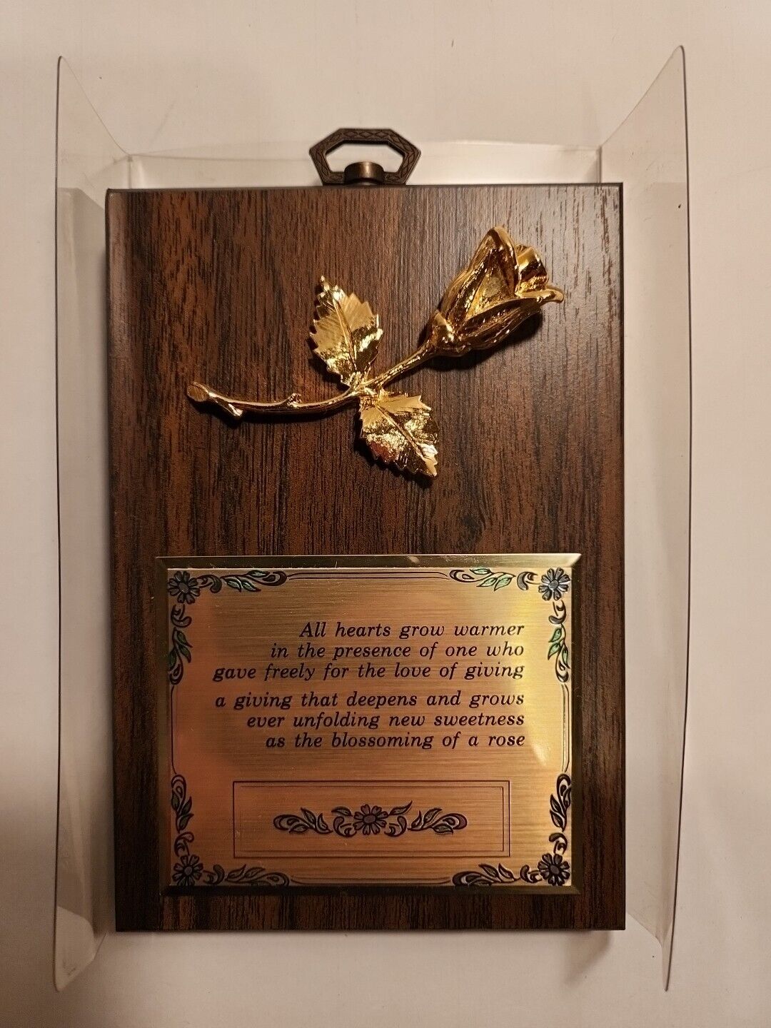 Cawley Co. Solid Wood Plaque With Golden Rose And Poem.  6\