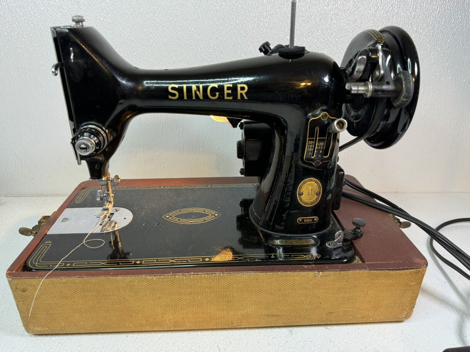 Singer Sewing Machine Model 99K: w/ Foot Pedal - Portable - 1956 Tested Working