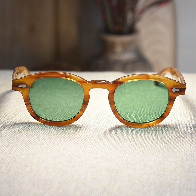 Vintage Johnny Depp sunglasses solid acetate 1960's glasses green tinted lenses