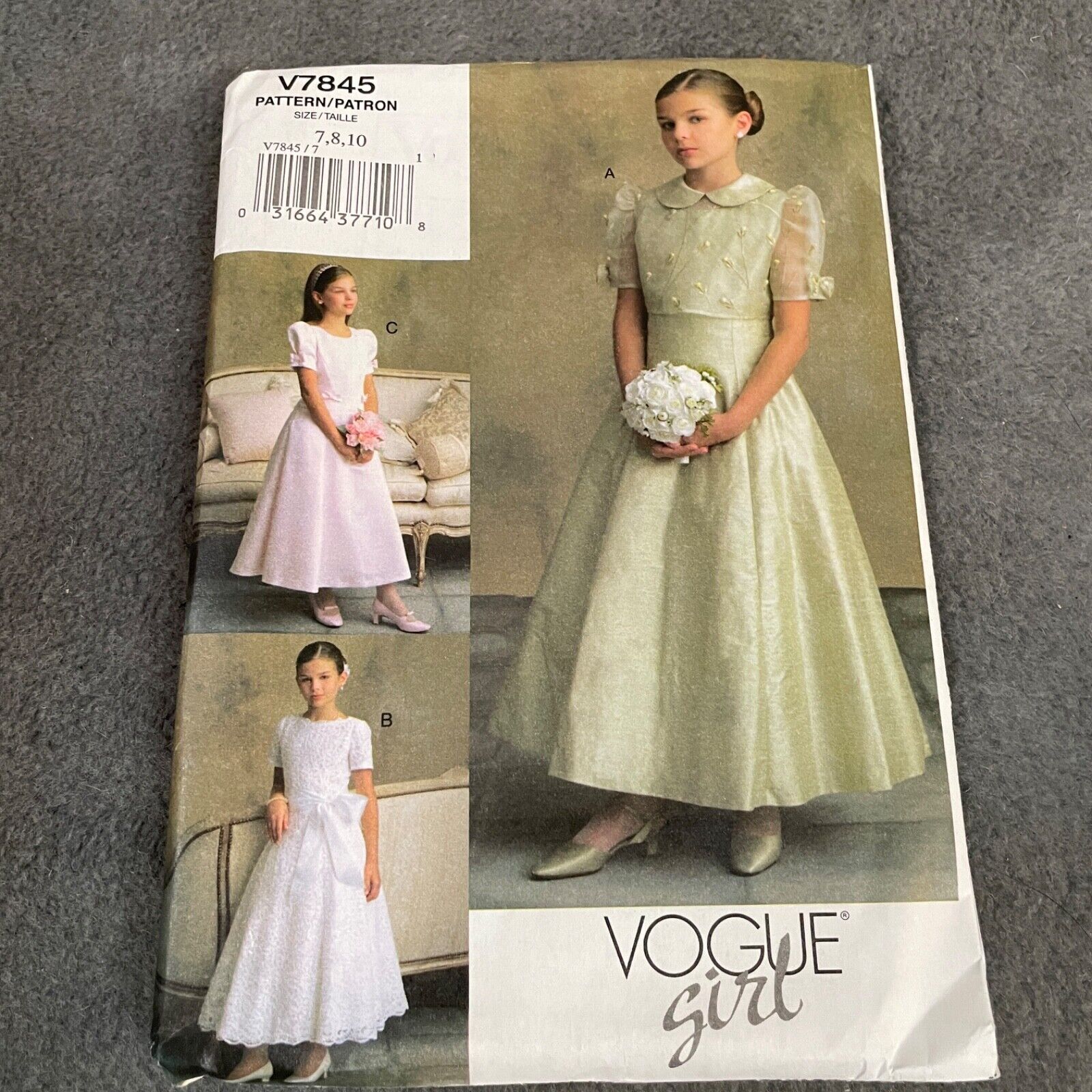 Vogue Pattern V7845 Vogue Girl Jacket Dress Bridesmaid Formal Party 7 8 10 VTG